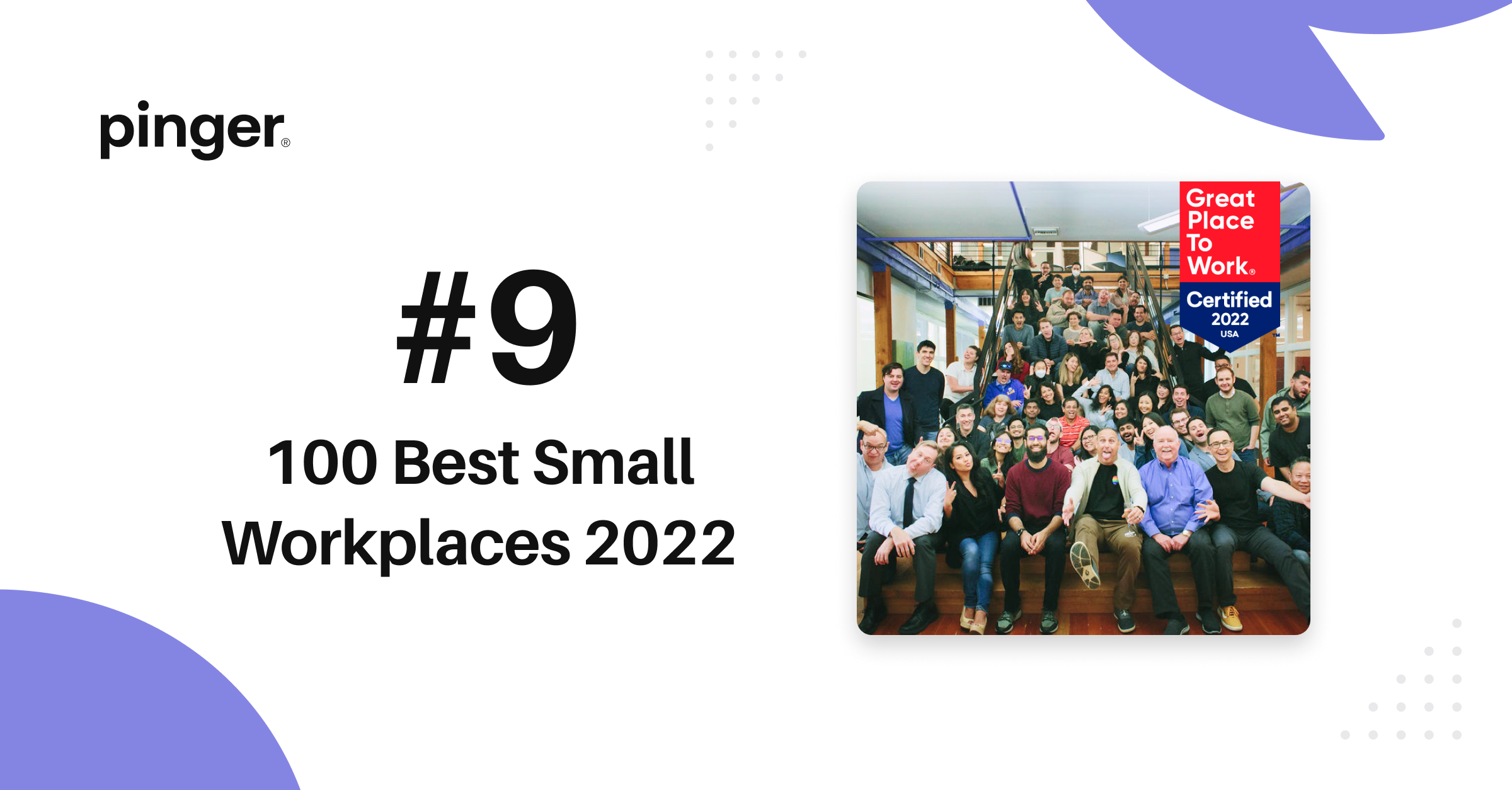 Pinger Ranks 9th in Best Small Workplace
